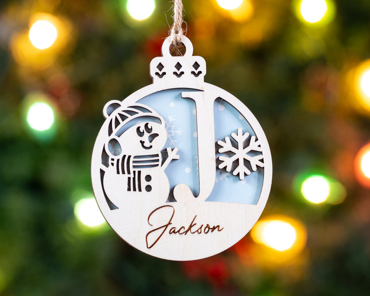 Snowman Monogram Ornament
