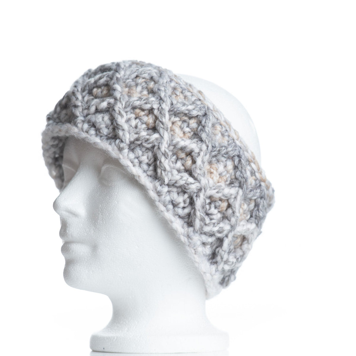 Diamond Cable Headband in Taupe/Grey Acrylic