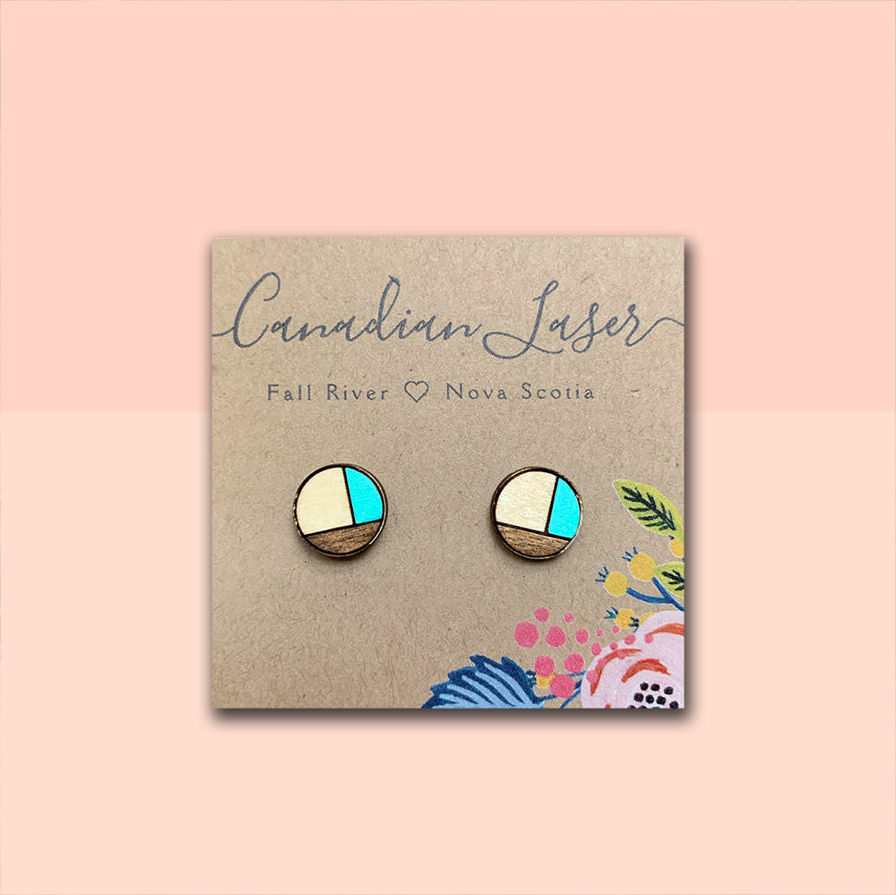 Hand Painted Wooden Studs - Geometric Sails