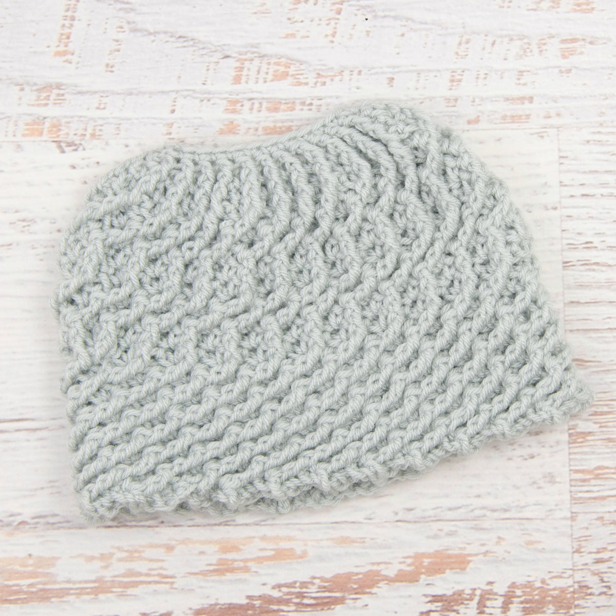 In-Stock Swirly Messy Bun Hat in Pale Grey