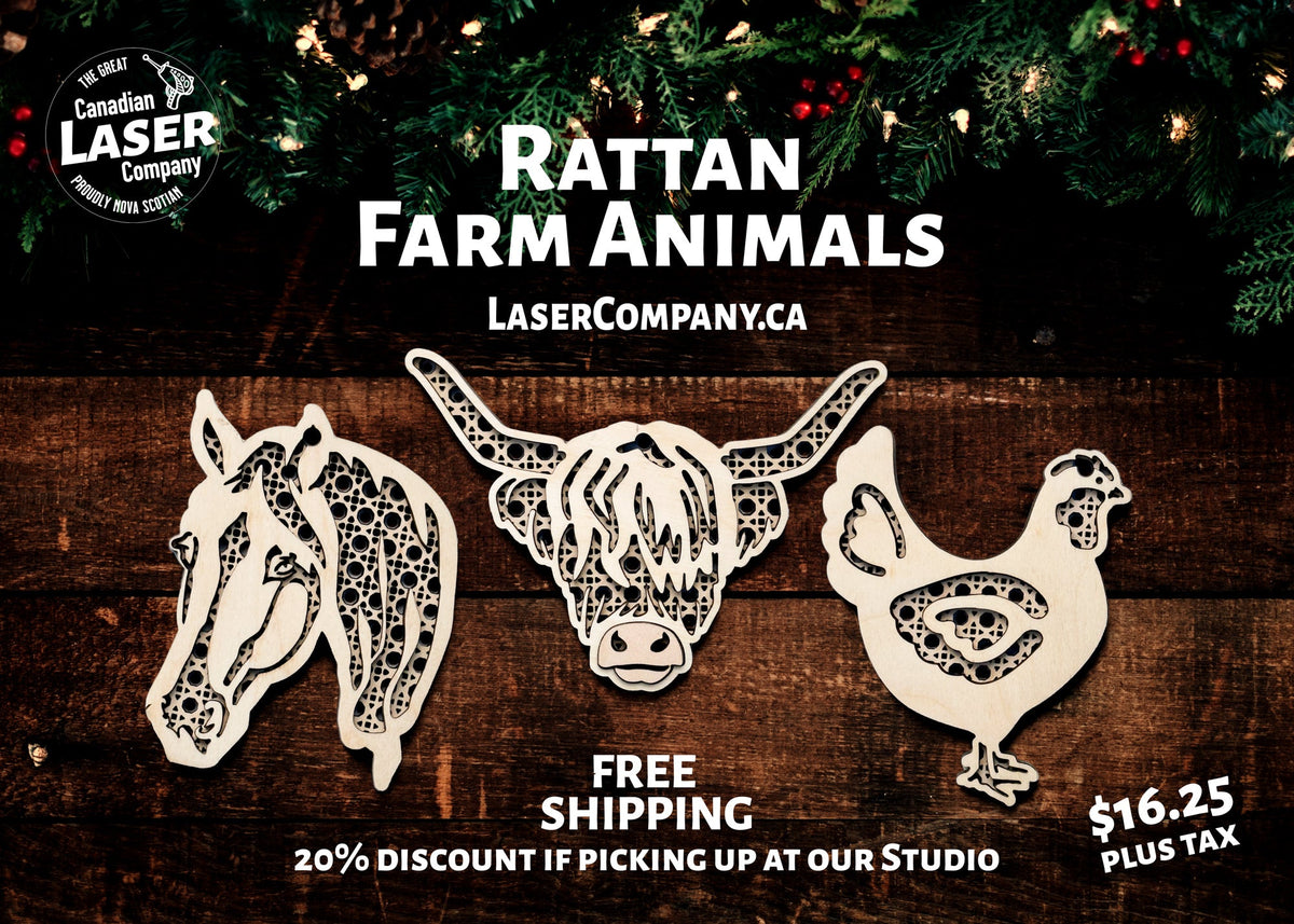Rattan Farm Animal Ornament - Highland Cow