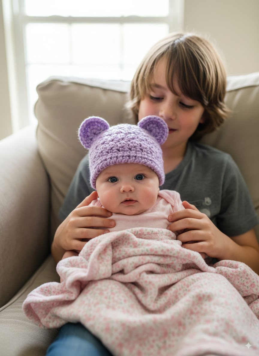 In-Stock 0-6 Month Basic Bear in Lavender Purple