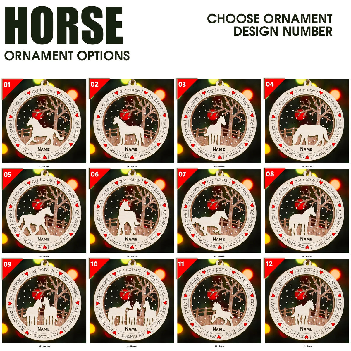 I Love My Horse Premium Christmas Ornament