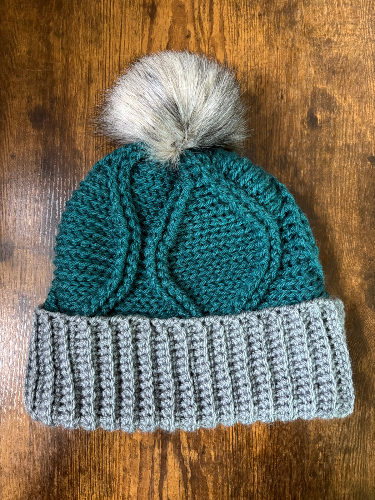 Peacock with Silver Grey & Smoke Pom