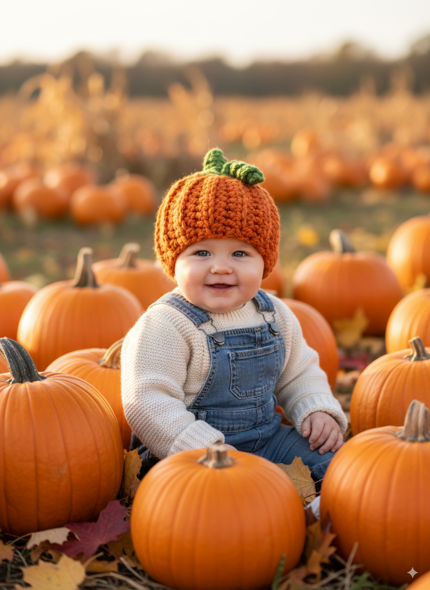In-Stock 0-6 Month Chunky Little Pumpkin Hat