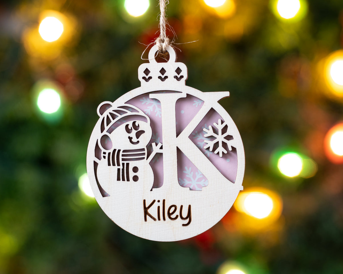 Snowman Monogram Ornament
