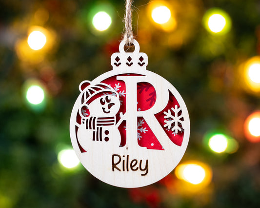 Snowman Monogram Ornament