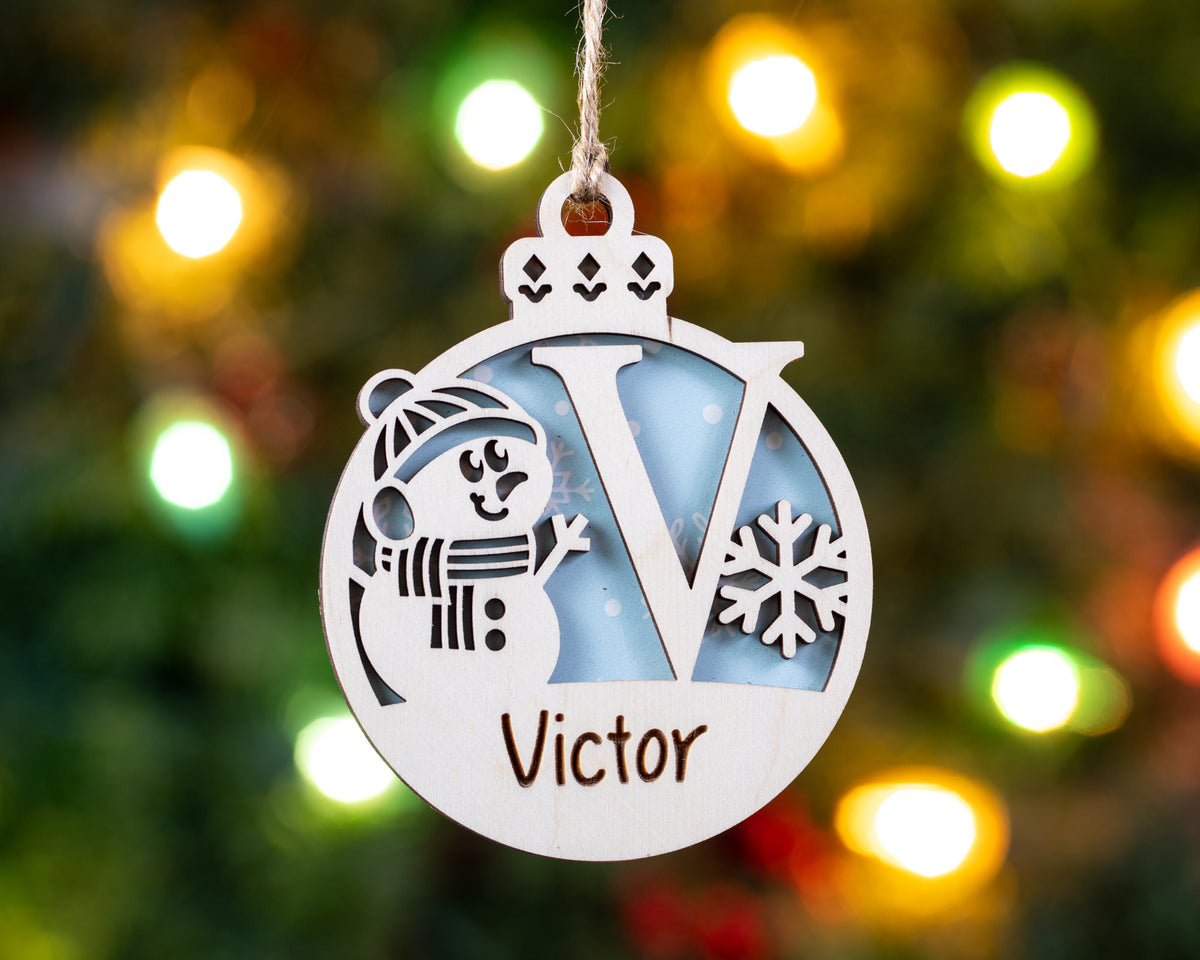 Snowman Monogram Ornament