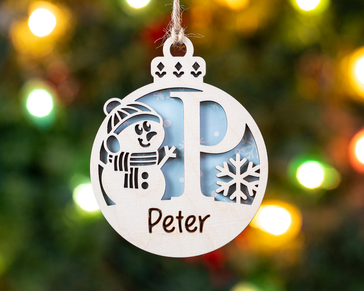 Snowman Monogram Ornament