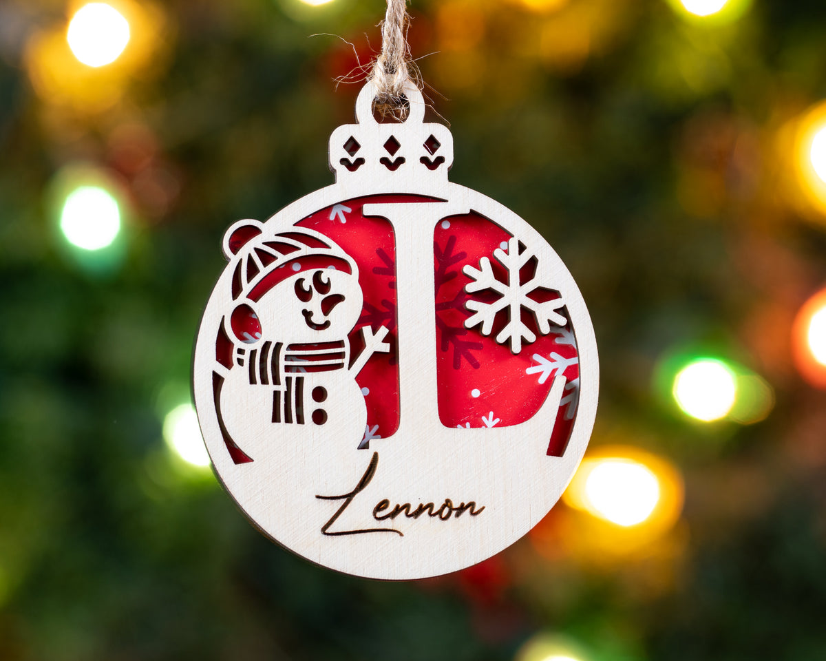 Snowman Monogram Ornament