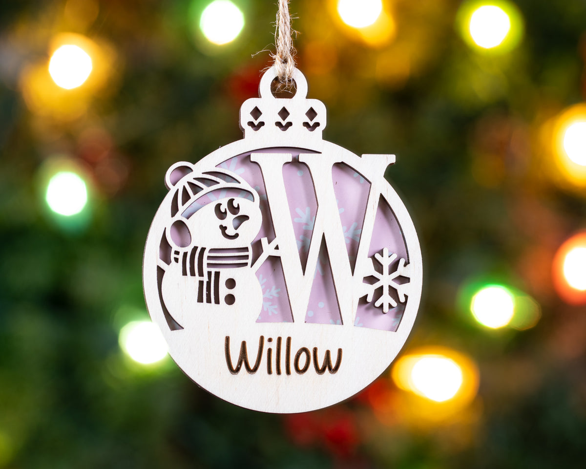Snowman Monogram Ornament