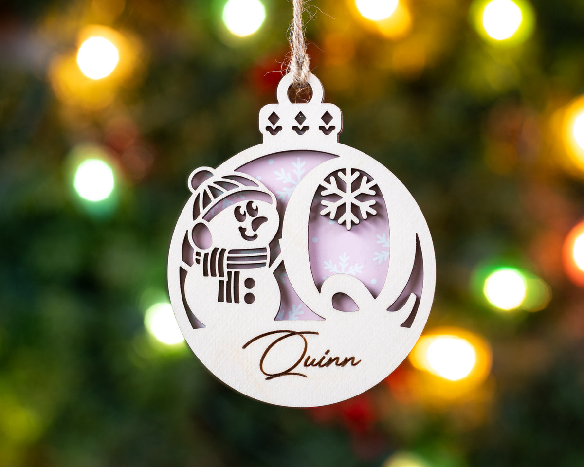 Snowman Monogram Ornament