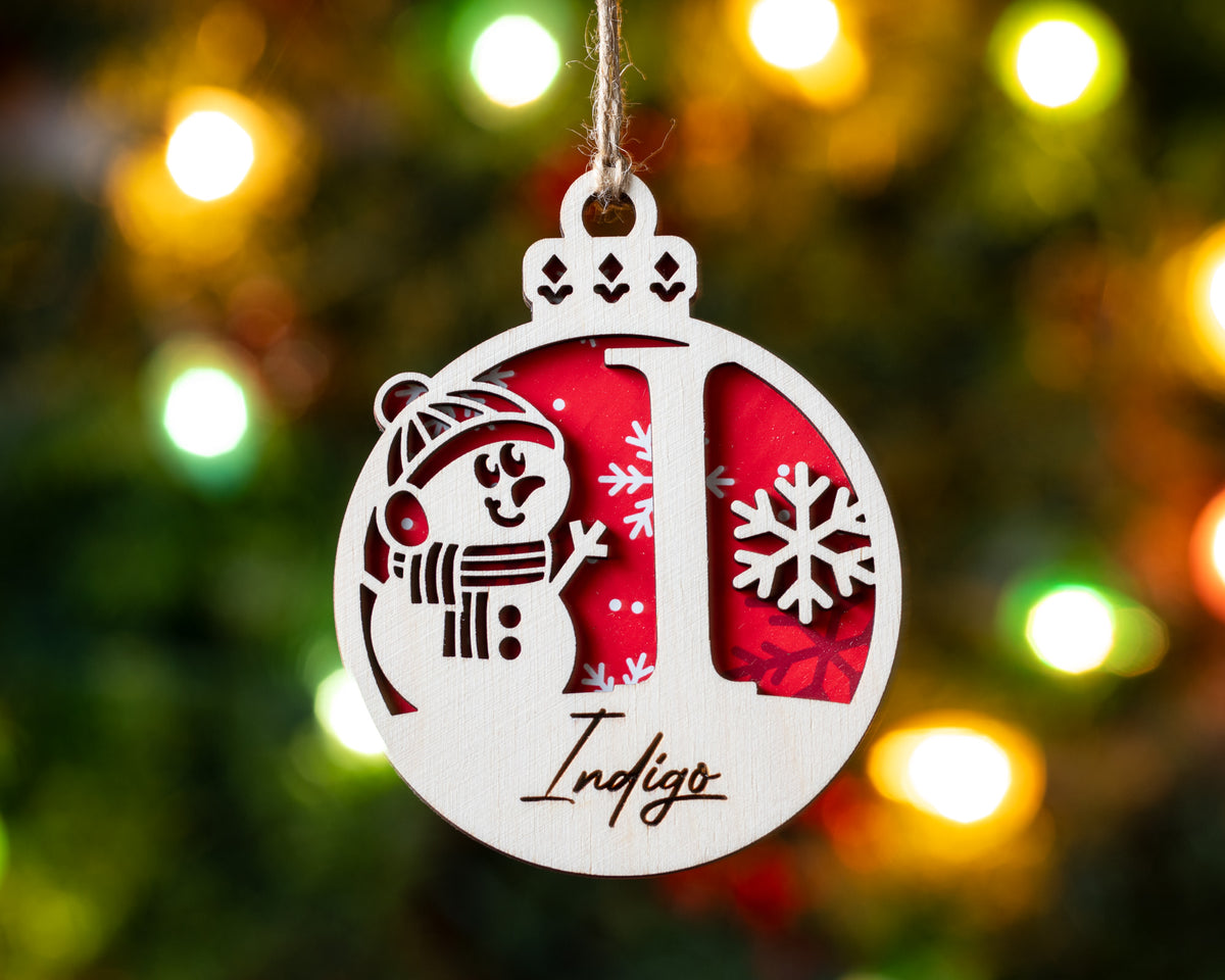 Snowman Monogram Ornament
