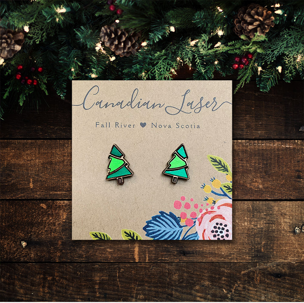 Hand Painted Wooden Studs - Holiday - Christmas - Trees