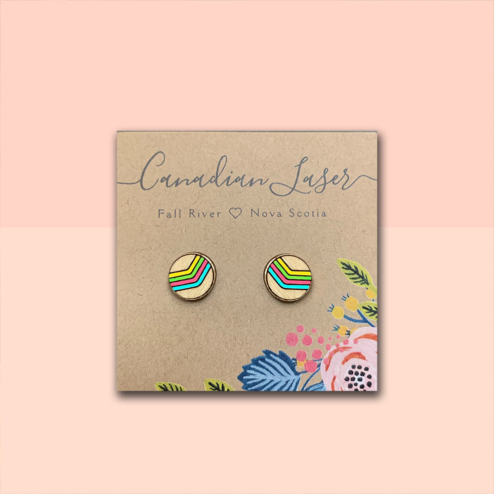 Hand Painted Wooden Studs - Geometric Chevron