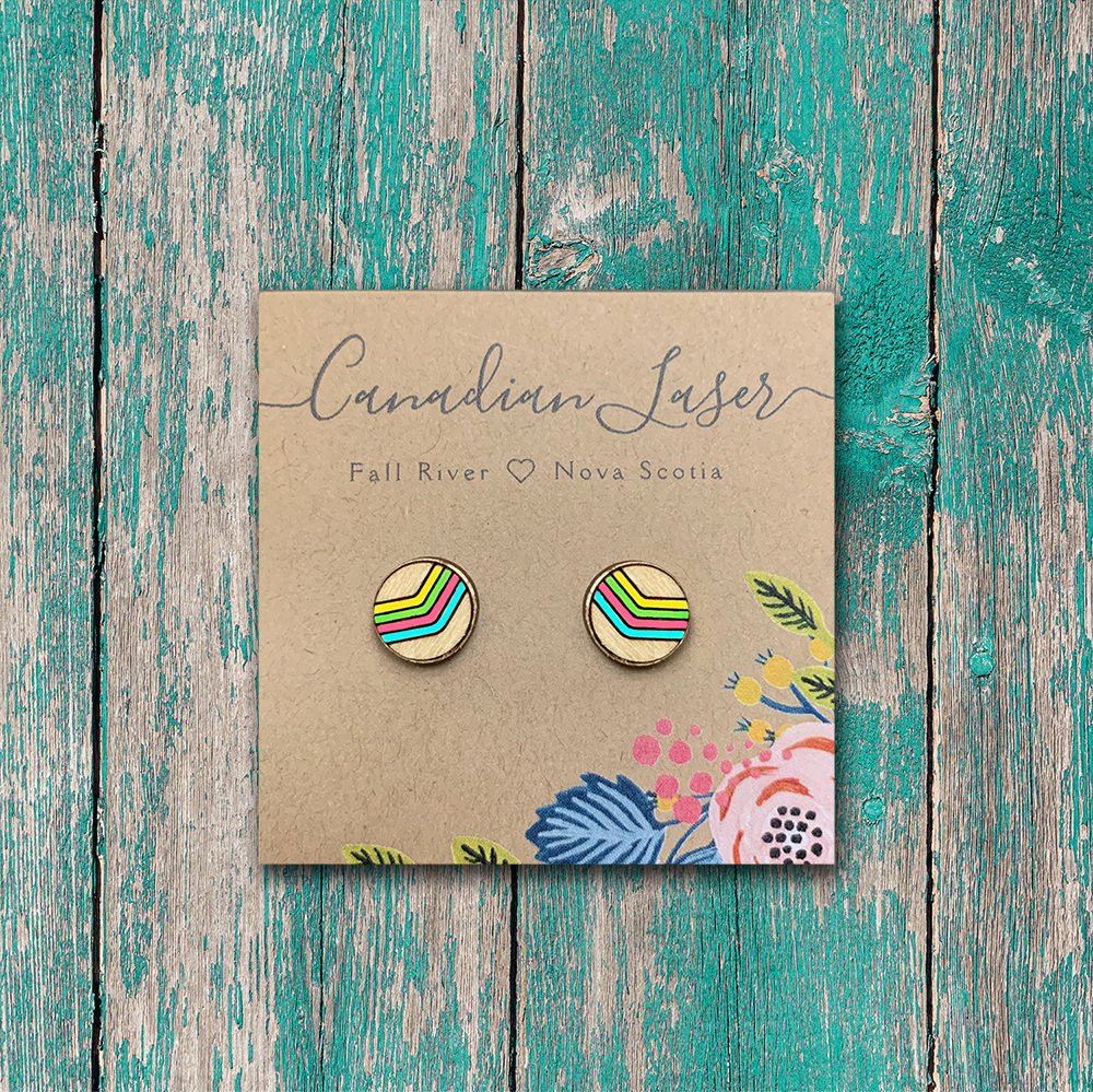 Hand Painted Wooden Studs - Geometric Chevron