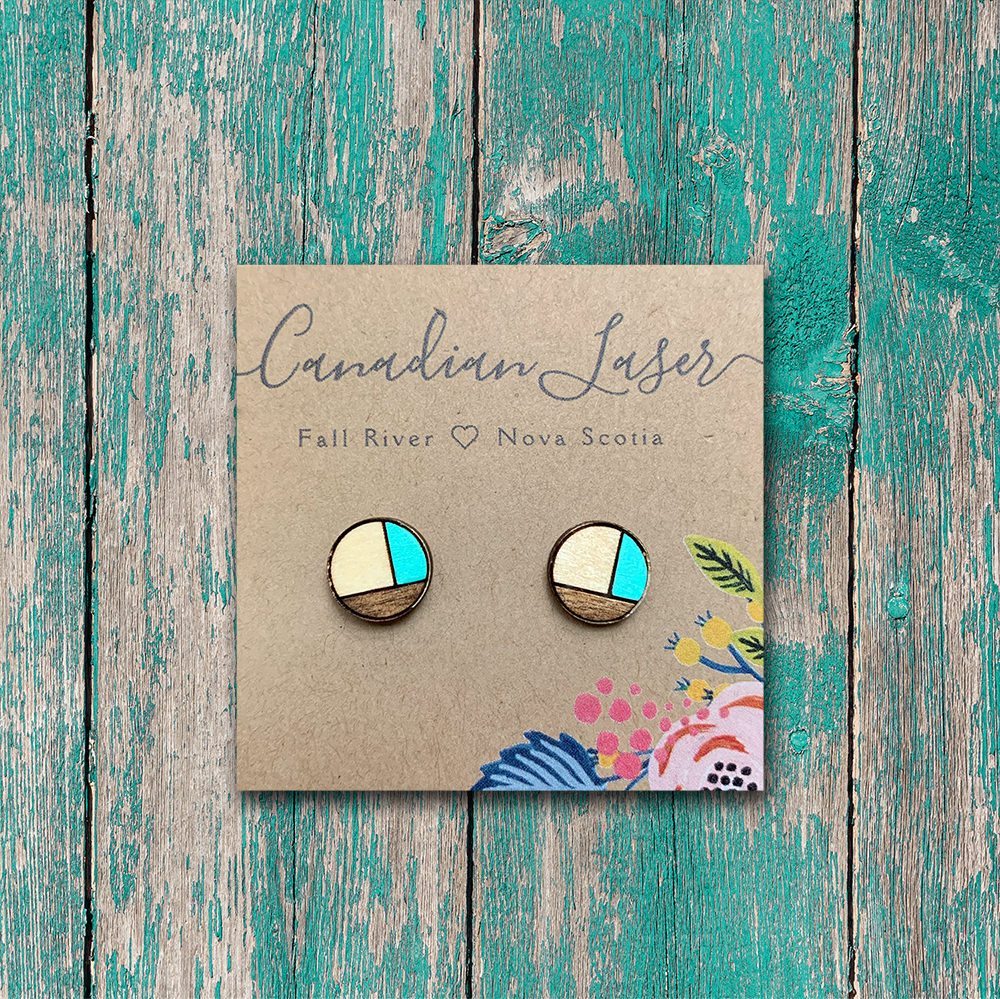 Hand Painted Wooden Studs - Geometric Sails