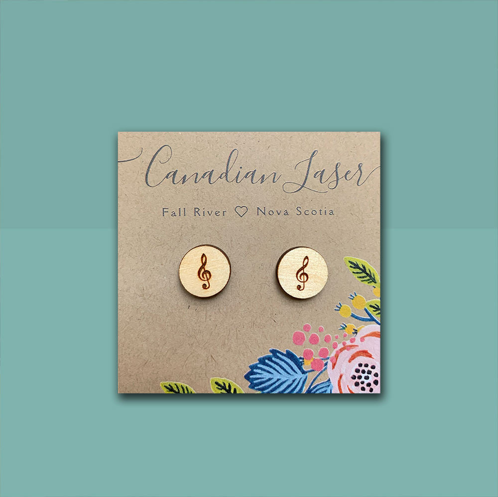 Hand Painted Wooden Studs - Treble Clef
