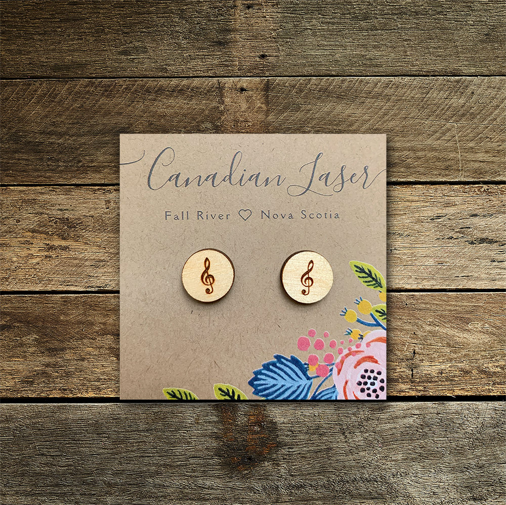 Hand Painted Wooden Studs - Treble Clef