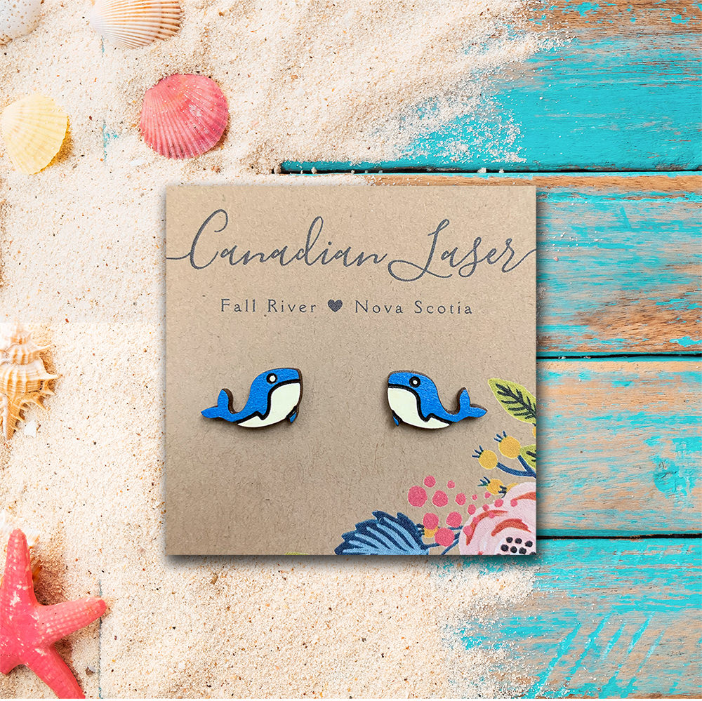 Hand Painted Wooden Studs - Sea Creatures - Whales